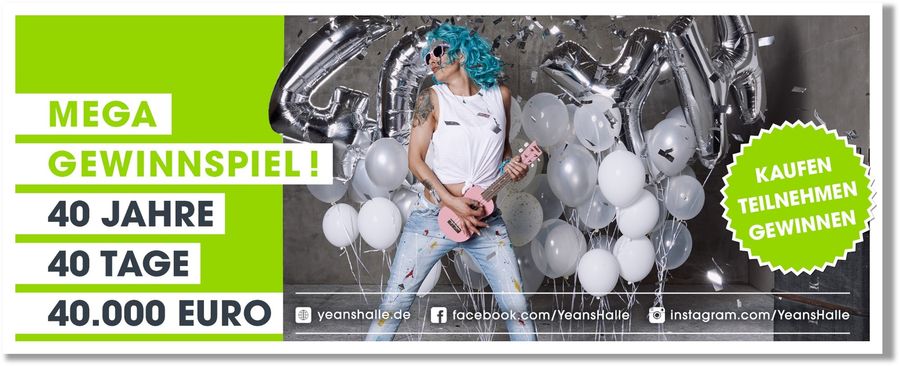 Jubiläumsgewinnspiel 40 Jahre Yeans Halle